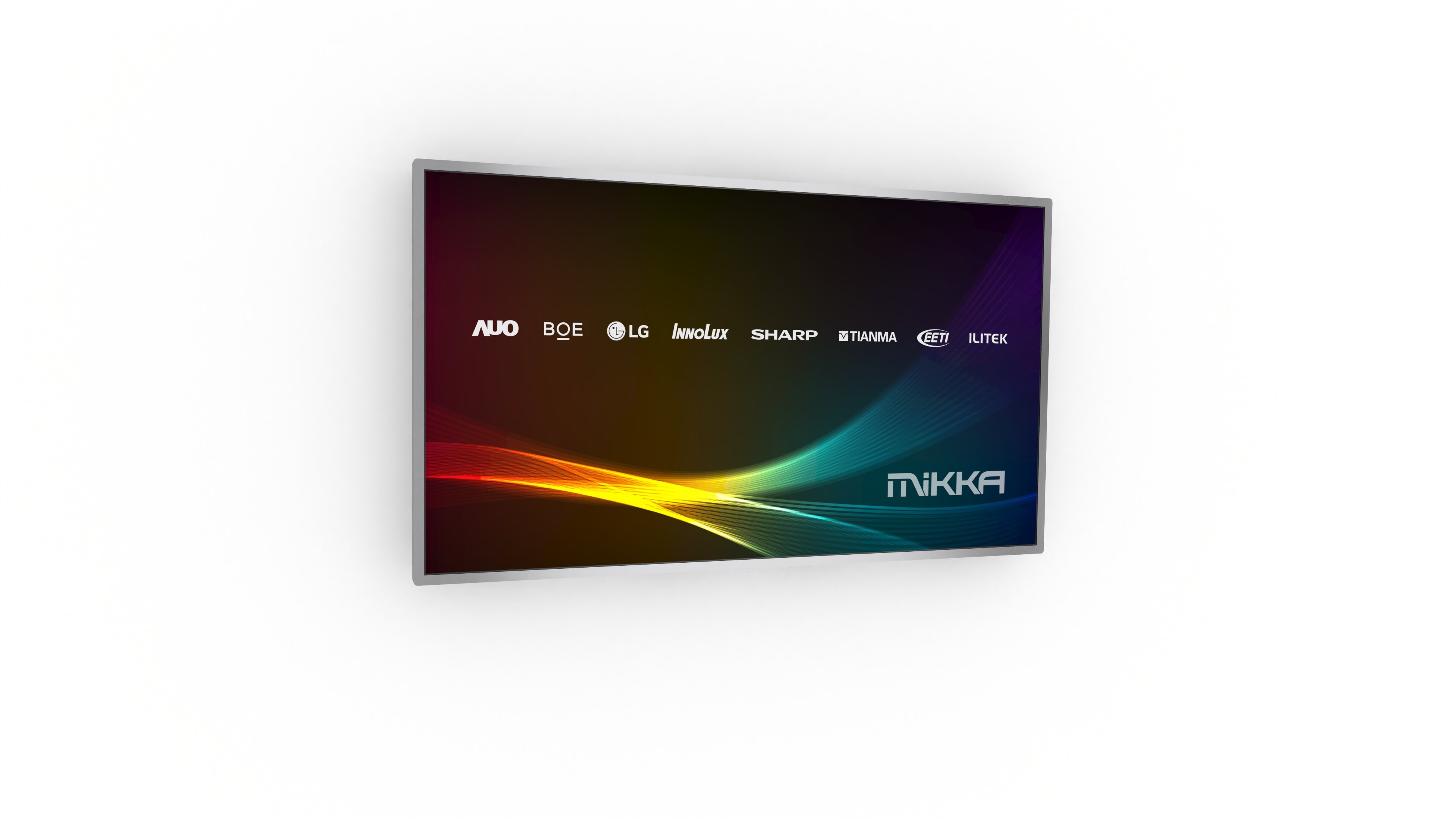 MIKKA Einbaumonitor mit Logos der Komponentenhersteller